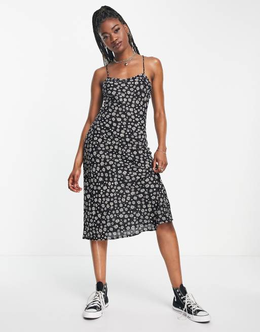 Black flower shop midi dress