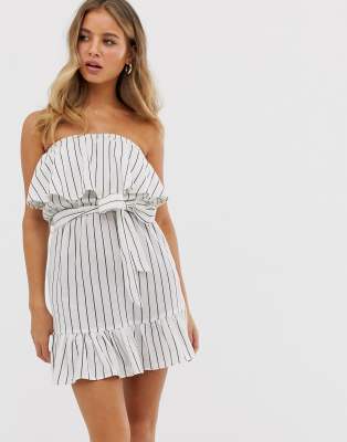 strapless frill dress