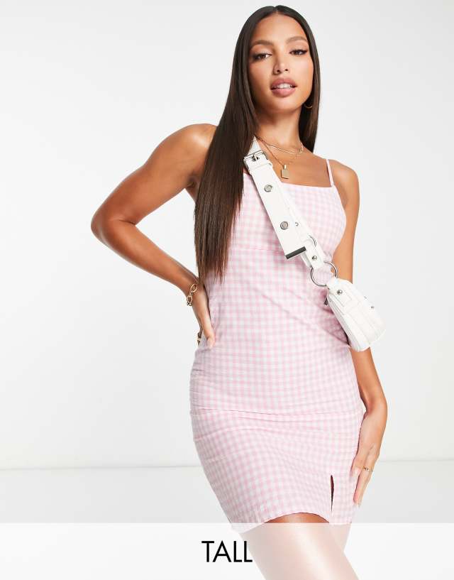 Influence Tall cami mini dress in pink gingham