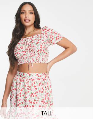 Influence Tall crop top co-ord in floral print - ASOS Price Checker