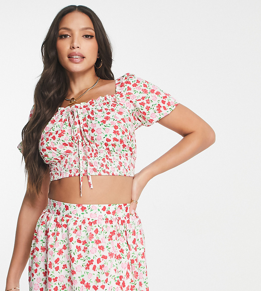 Influence Tall crop top in floral print - part of a set-Multi