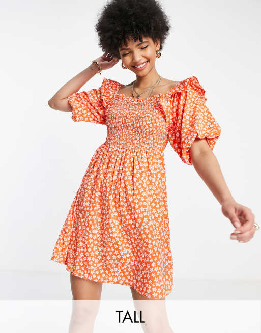 Influence Tall frill detail mini dress in red ditsy floral | ASOS