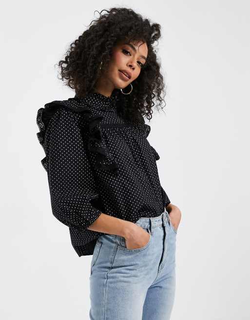 Ruffle polka best sale dot blouse