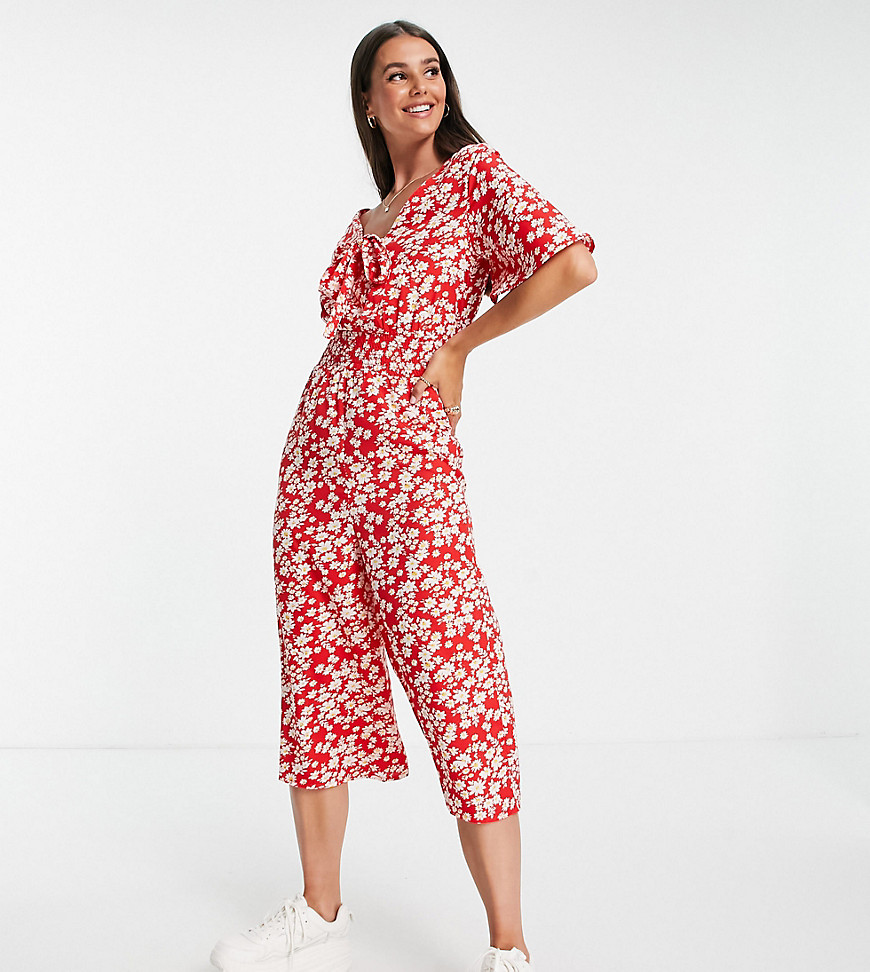 Influence Tall jumpsuit in red floral print-Multi