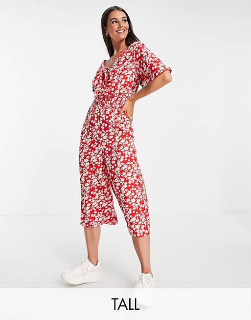 Influence Tall jumpsuit in red floral print