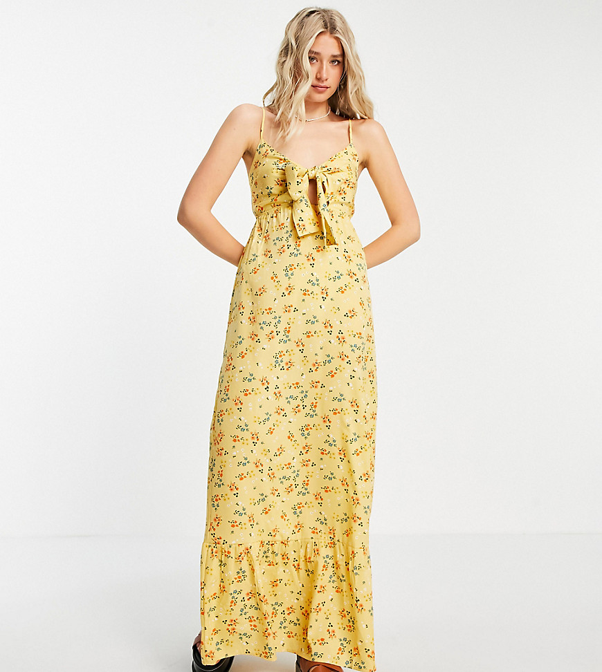 Influence Tall maxi dress in yellow floral print