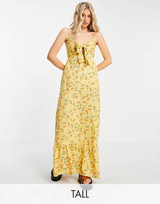 Influence Tall maxi dress in yellow floral print