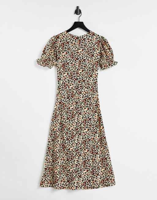 Influence Tall – Midi-Teekleid aus Satin mit Leopardenmuster, 2 von 4