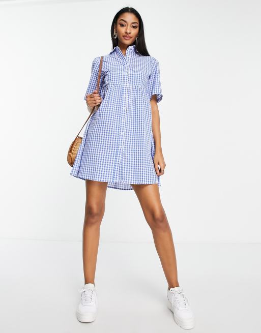 Influence Tall Robe chemise Vichy bleu ASOS