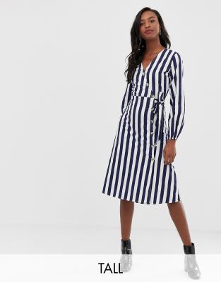 white striped midi dress