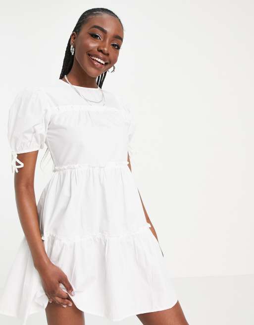 Asos white 2024 tiered dress