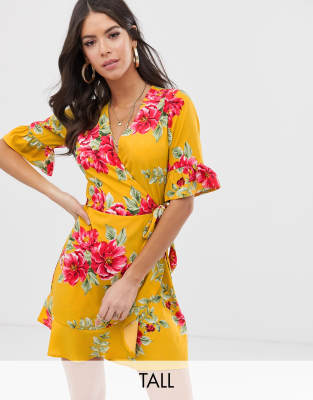 asos yellow wrap dress