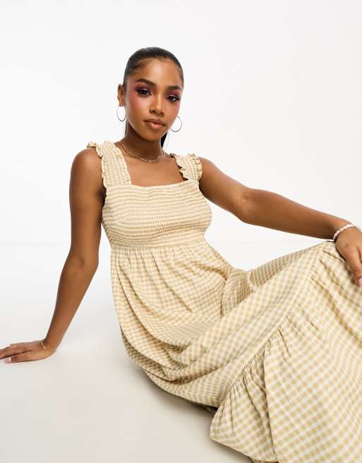 Beige frill dress hotsell