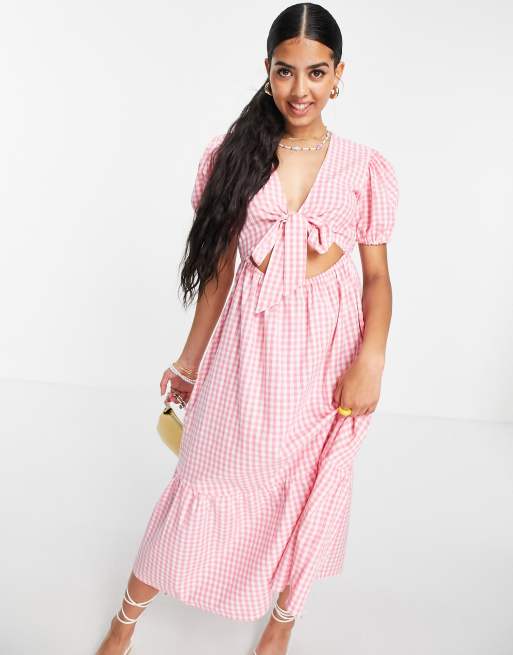 Gingham tie hot sale front dress