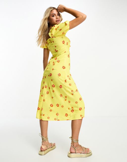 Yellow floral store midi dress