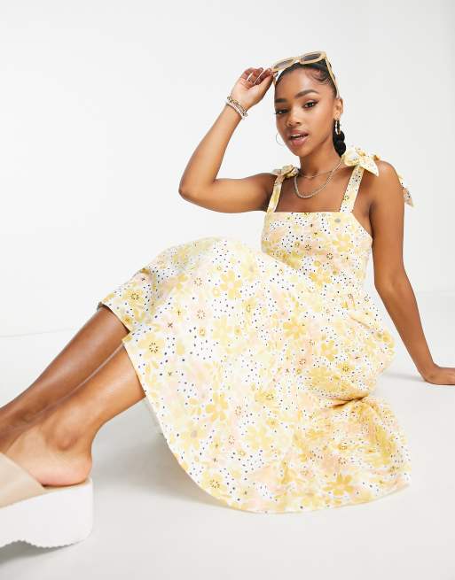 Asos design floral tie hotsell strap prom midi dress