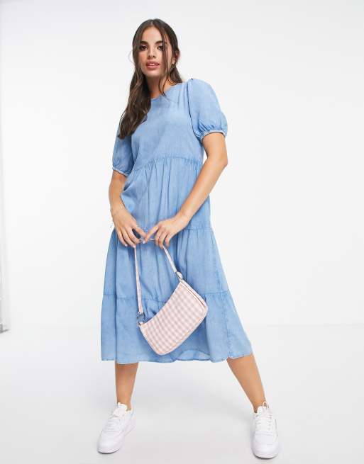 Chambray shop tiered dress