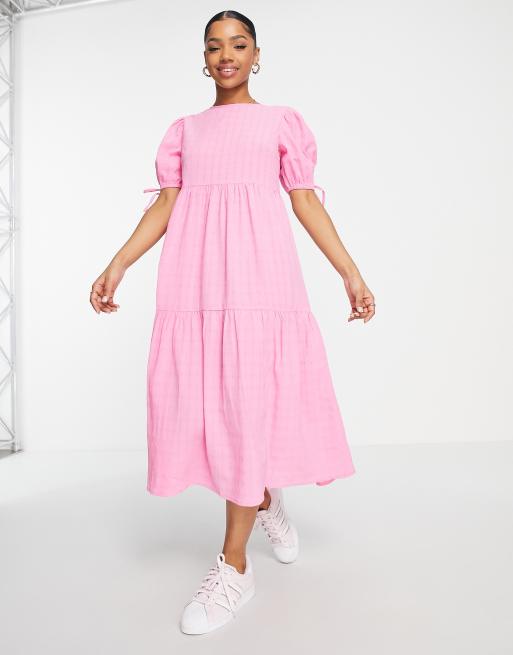 Pink stripe midi dress sale