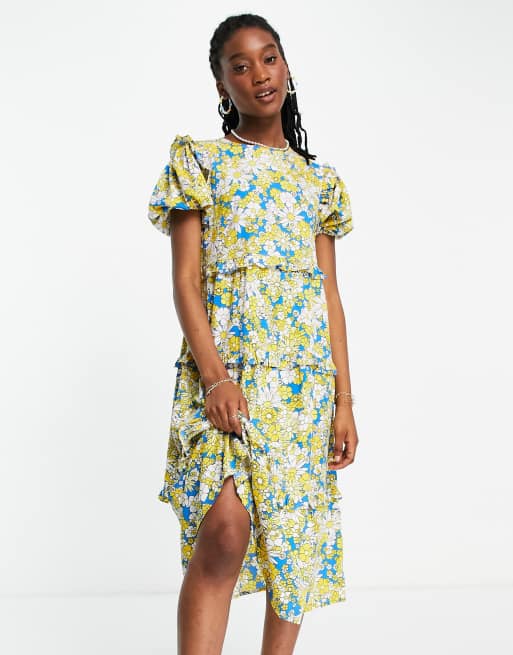 Asos tiered hot sale midi dress