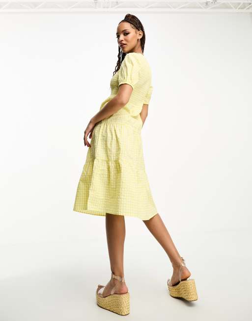 Zara yellow gingham outlet dress