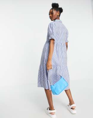 asos blue striped dress