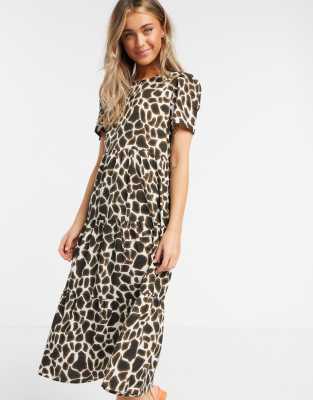 giraffe print smock dress
