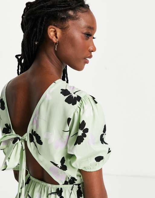 Influence - Vestito corto verde a fiori, 3 di 4