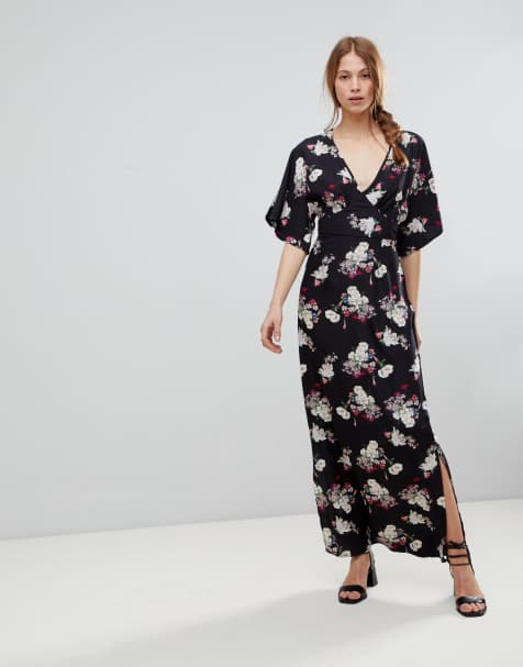 Influence - Vestito lungo a fiori con maniche a kimono - view 1
