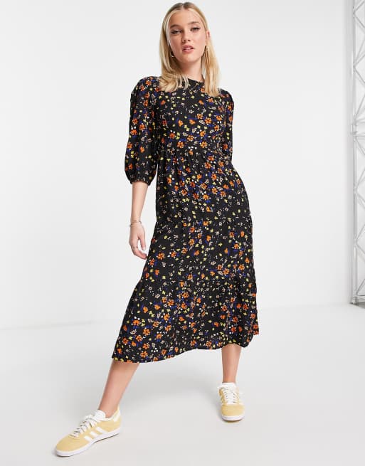 Influence - Vestito midi a fasce con stampa a fiori