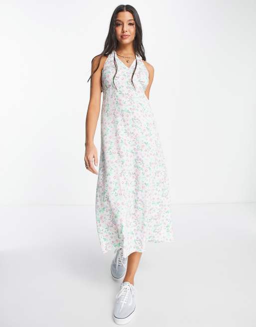Influence - Vestito midi a fiori allacciato al collo