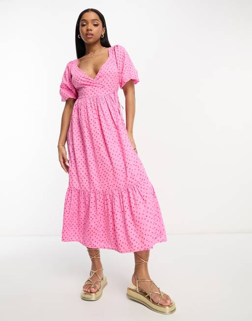 Vestito rosa a pois top