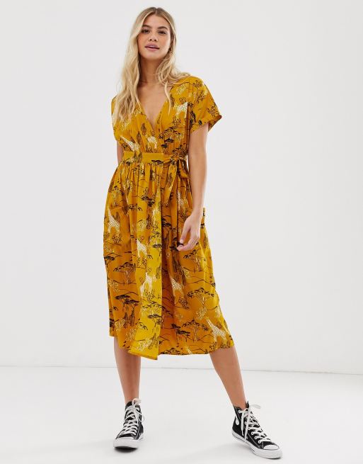 Influence – Wickelkleid in Midilänge mit Safari-Print