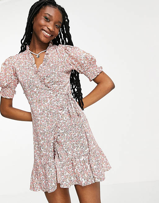 Influence wrap dress in ditsy floral