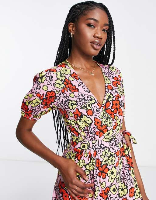 Bold floral print dress best sale