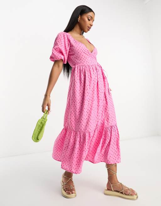 Pink polka cheap dot midi dress