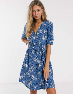 cornflower blue wrap dress