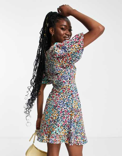 Zara floral print mini dress sale