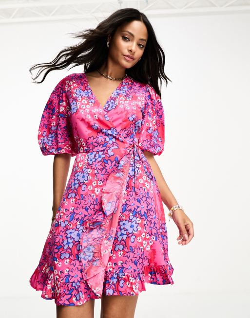 Floral wrap hot sale front dress