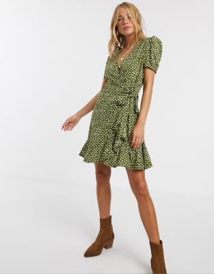 wrap front skater dress