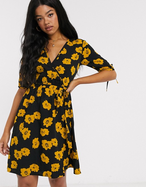 Influence wrap mini dress in floral print