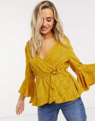 mustard polka dot top