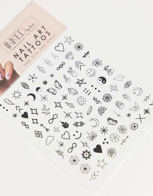 INKED by Dani Black White Nail Art Temporary Tattoo Pack