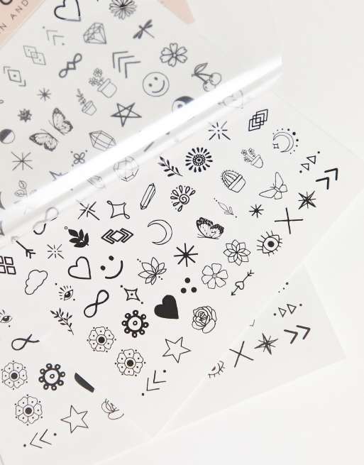 INKED by Dani – Black & White Nail Art –Tillfälliga tatueringar i flerpack, 4 av 4