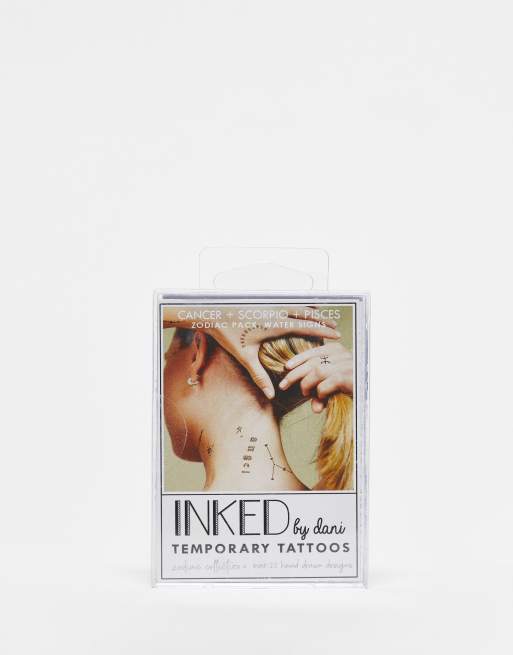 INKED by Dani – Klebe-Tattoo-Set – Krebs, Skorpion, Fische