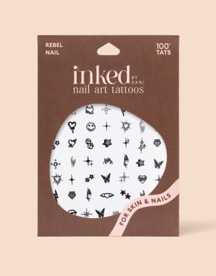 INKED by Dani Inked by Dani pack of 100 nail art and tattoo pack in rebel-Black