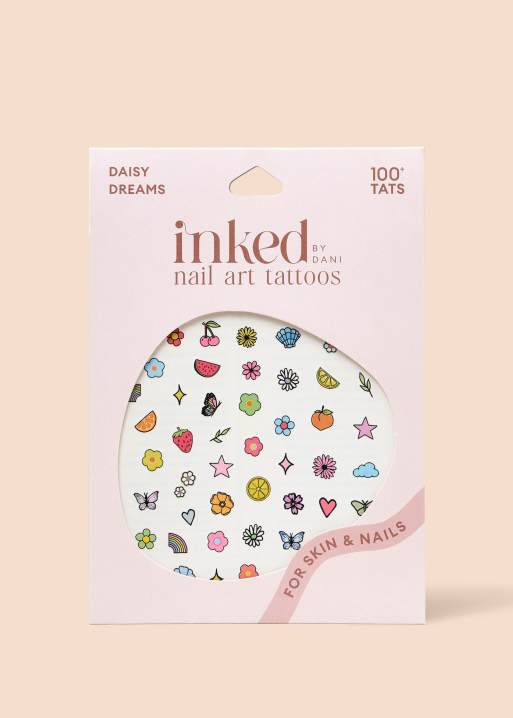 Inked by Dani - Pakke med 100 neglekunst- og tatoveringsklistermærker i designet 'Daisy Dreams'