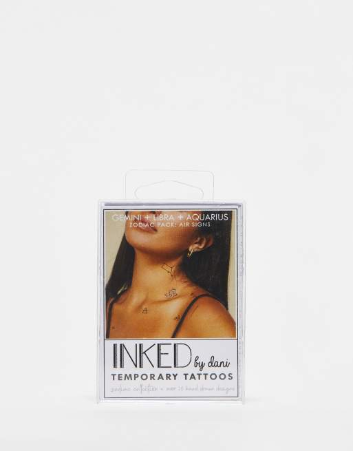 INKED by Dani – Temporary Tattoo – Temporäre Tattoos-Set mit den Luftzeichen Zwilling, Waage und Wassermann