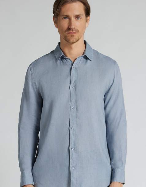 Intimissimi 100% linen shirt in light blue - view 1