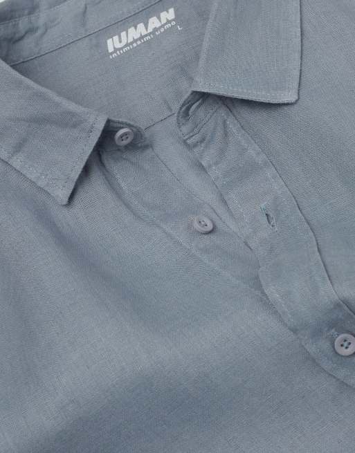 Intimissimi 100% linen shirt in light blue, 3 of 4