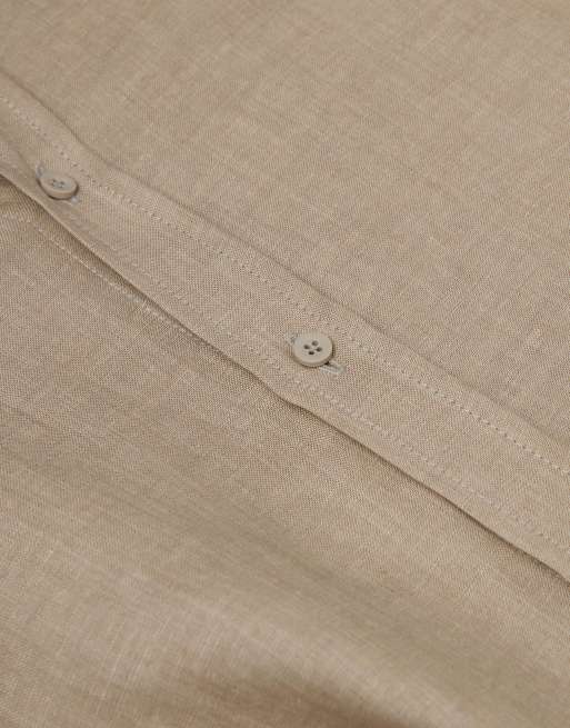 Intimissimi 100% linen shirt in light brown, 3 of 4